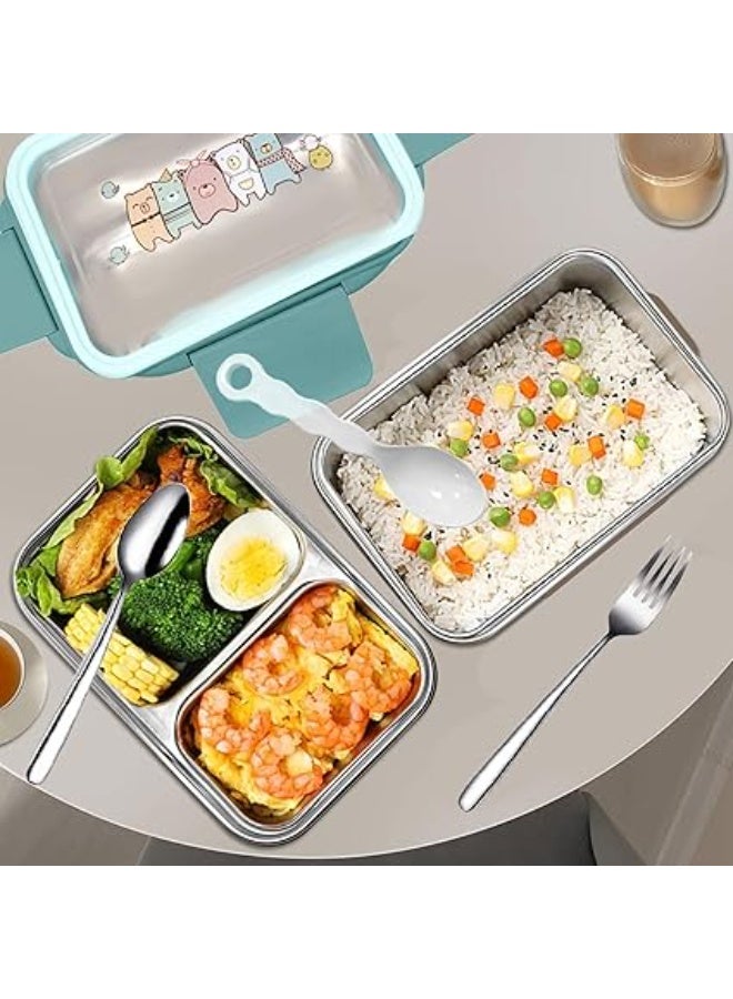 Adando 2-Layer Insulated Bento Lunch Box for Adults and kids with Tableware & Bag, Large Capacity, Convenient and Multifunctional, Leakproof, Microwave and Dishwasher (Blue) - Image 4